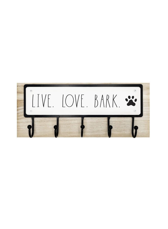 Rae Dunn Dog Leash Holder for Wall - Cute Dog Leash Hook Holder and Wall Mount Hanger Organizer for Pet Items, Keys, Collar and Leashes - Pet Themed Messages with Paw Print - Light Wood - Image 1